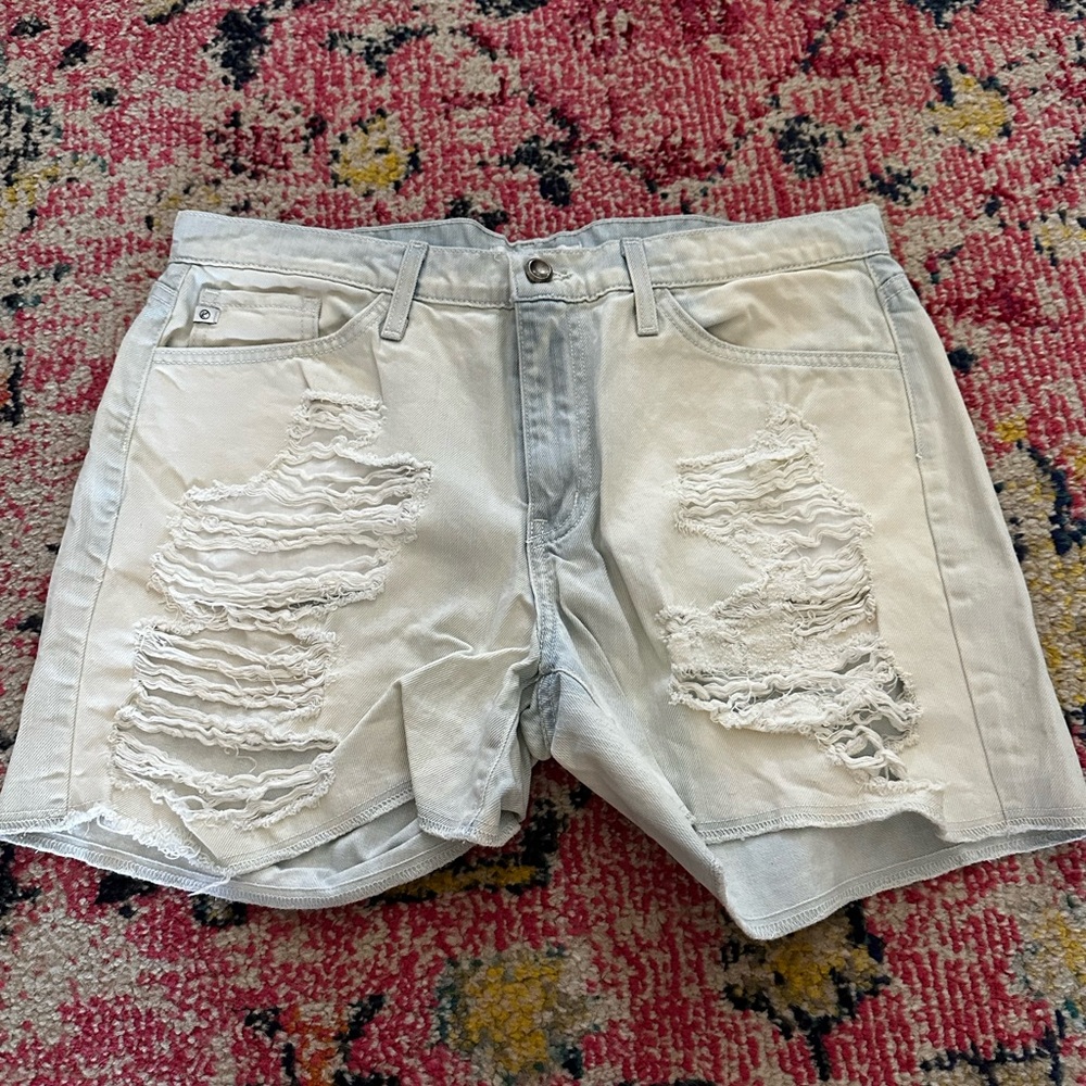 Kancan Distressed Denim Shorts - Cream Colored Size 30